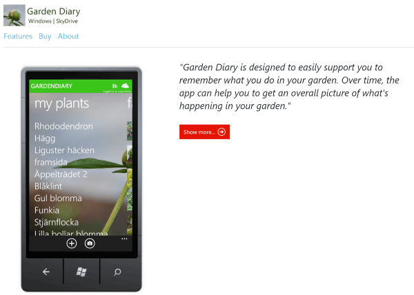 A window phone app to collect garden information